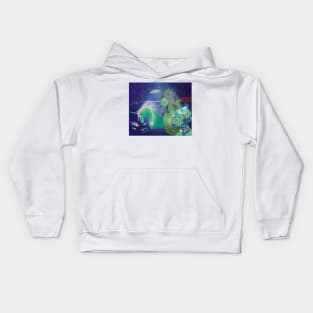 Unicorn and friends in the sea in the full moon Kids Hoodie